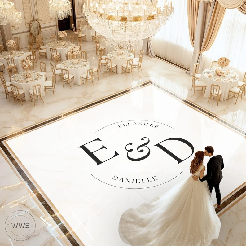 wedding reception dance floor decal to add decor to the space