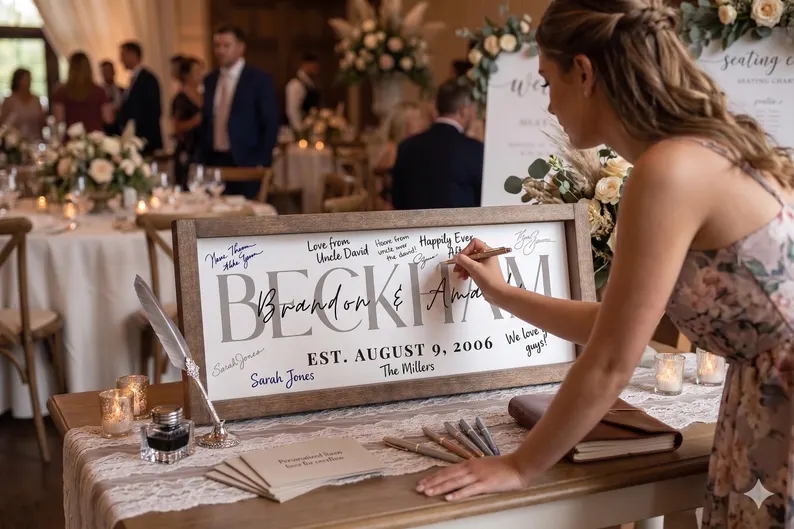 guest book setup decor for wedding reception