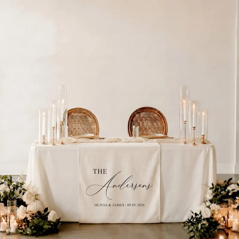 personalized banner for wedding reception sweetheart table decor