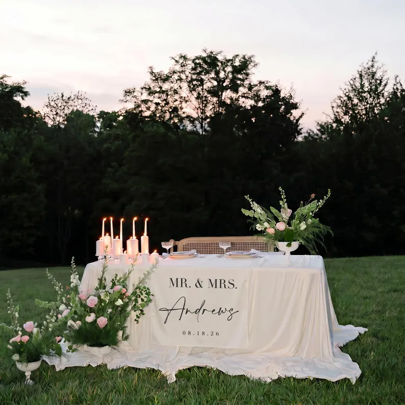 decorated sweetheart table for wedding reception decor