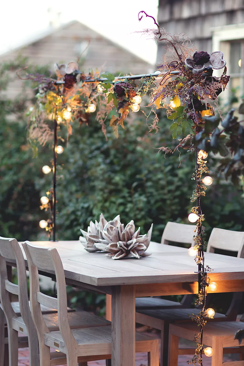 hanging floral installation for reception decor