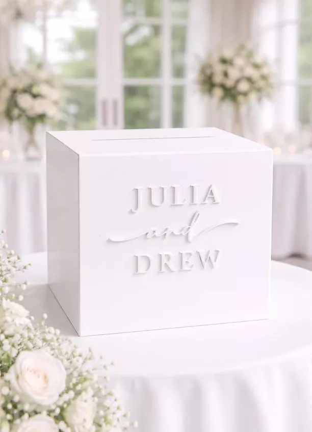 white wedding card box