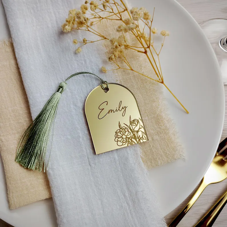 mirror wedding place cards
