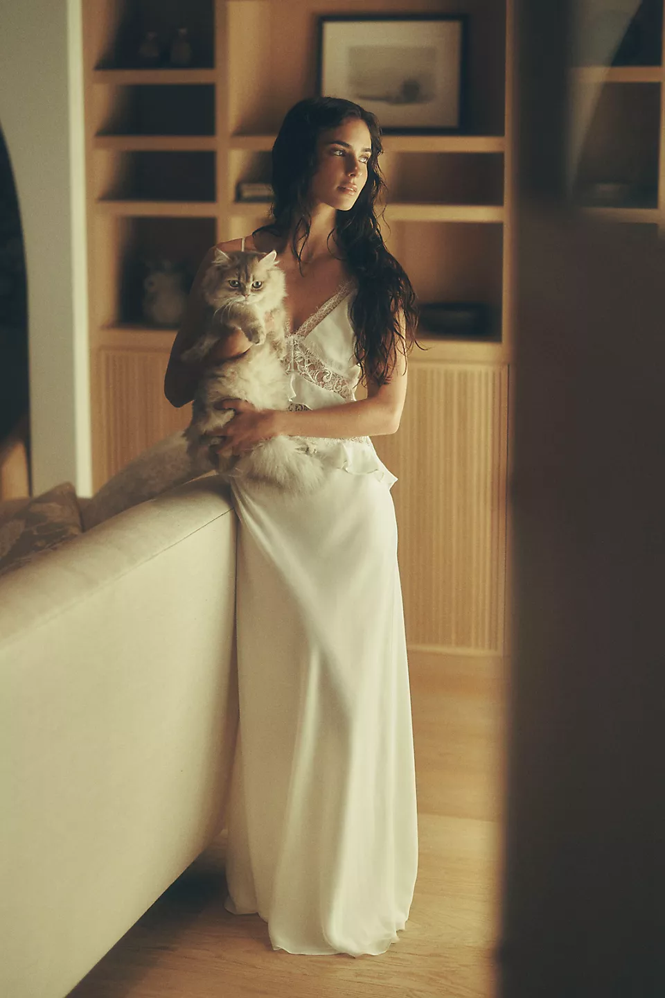 Elegant bridal slip dress for a wedding night
