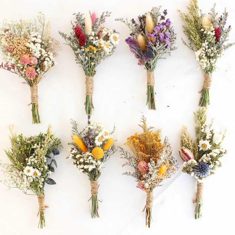 dried bridesmaid bouquets
