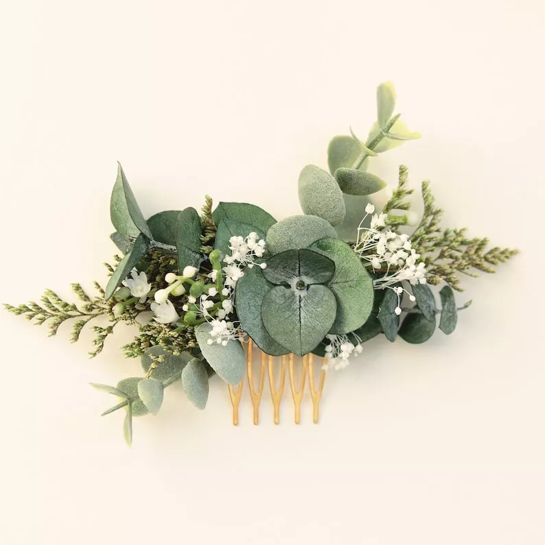 dried flower hair comb