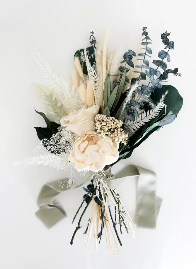 dried peony and eucalyptus bouquet