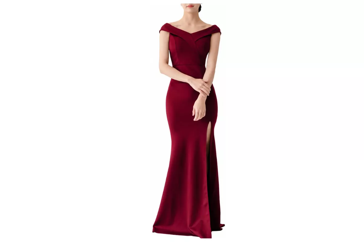 long burgundy bridesmaid dress on Amazon