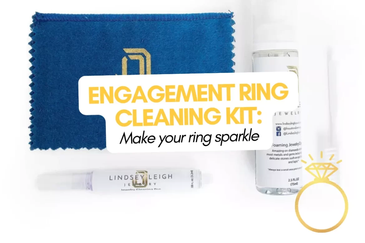 engagement ring cleaning kit with jewelry cleaner, polishing cloth and cleaner pen