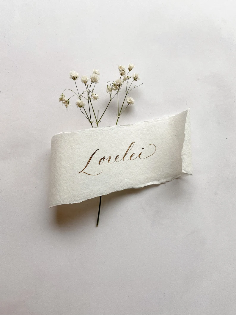 handwritten calligraphy wedding place cards