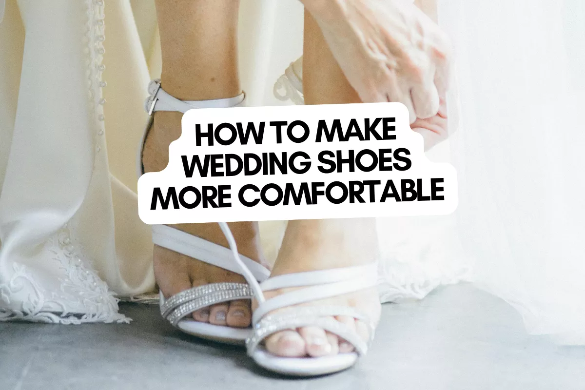 bride wearing comfortable wedding heels