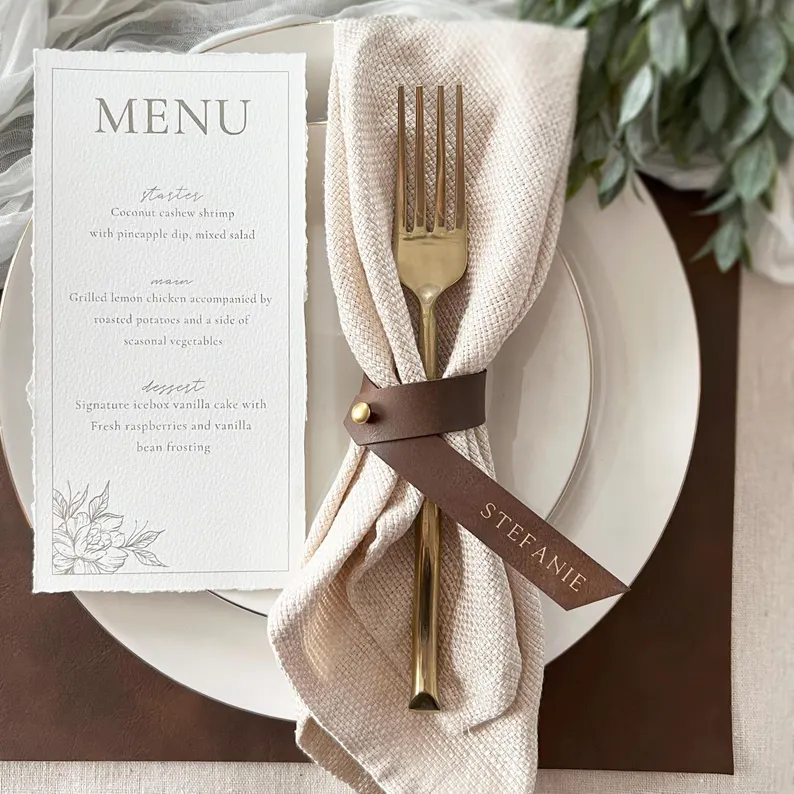 place card wrapped around napkin