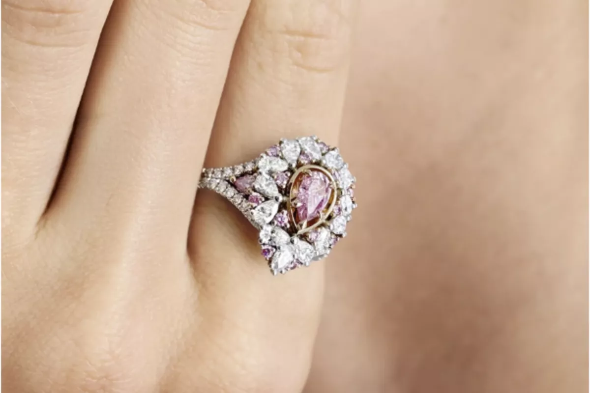 pink argyle ring