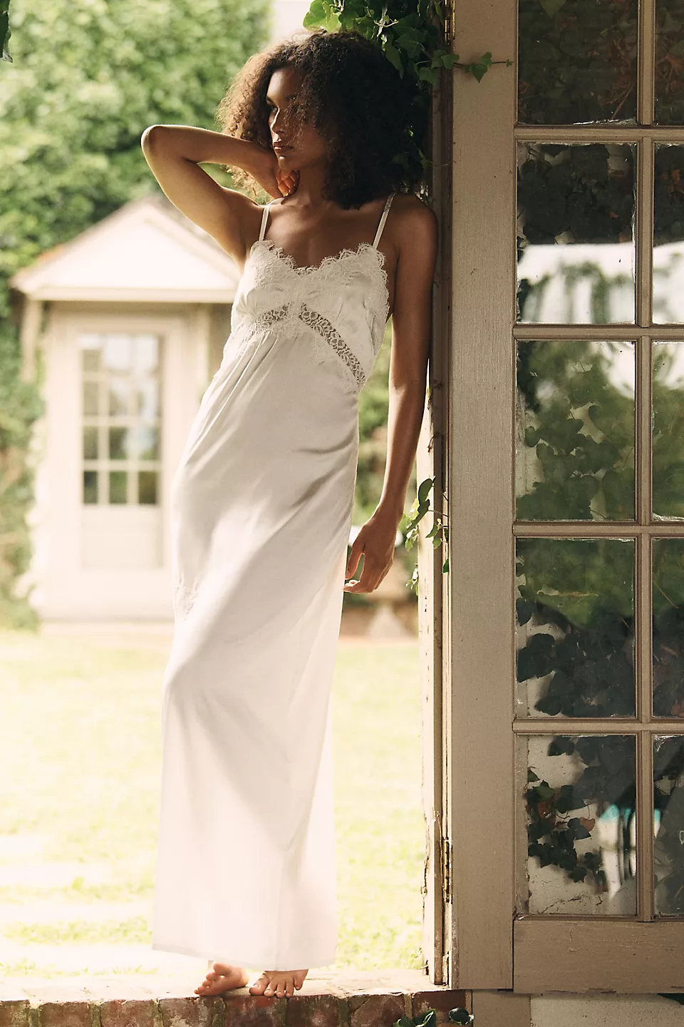 satin bridal slip with maxi length for wedding night