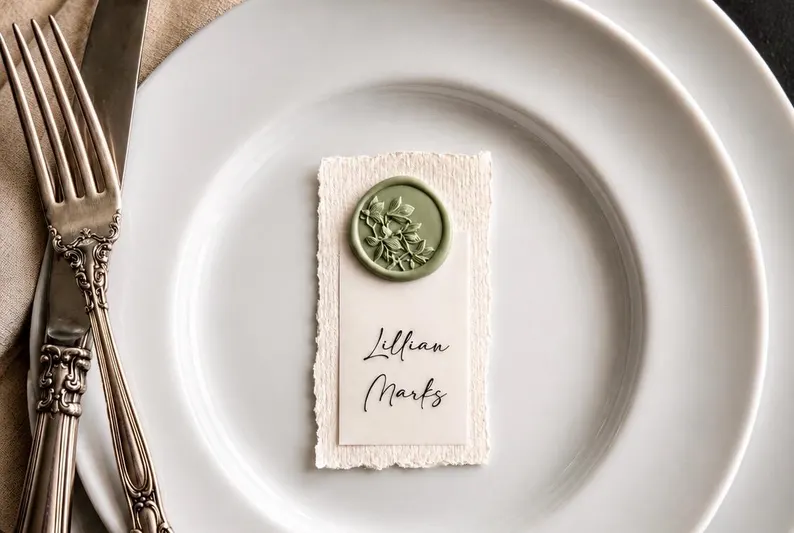 wax seal wedding place card