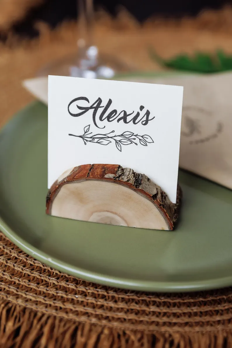 rustic wood place card holders