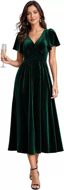 best velvet wedding guest dress for winter on amazon