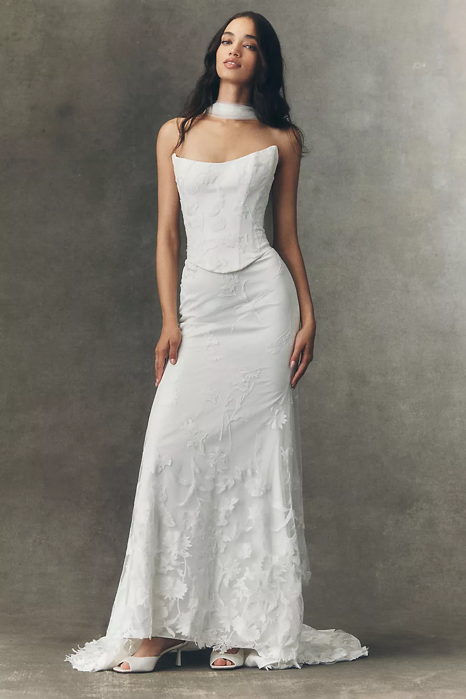 Watters Marlowe strapless lace corset wedding gown