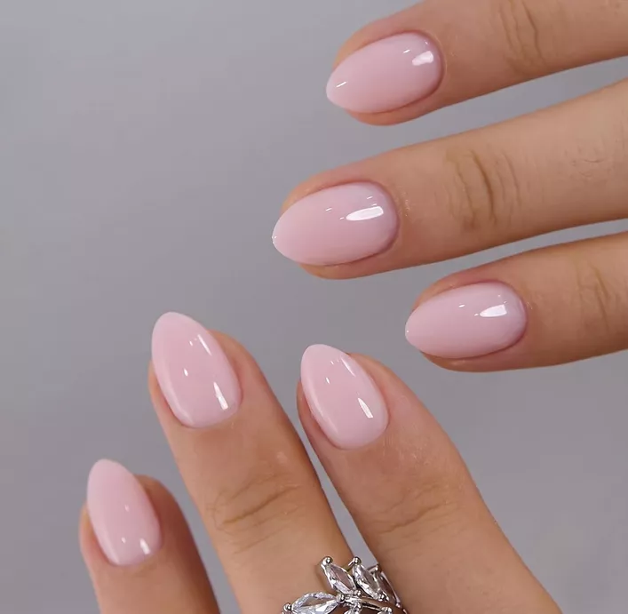 blush pink bridal nails