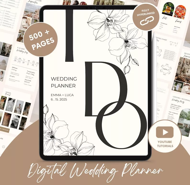 Editable digital wedding planner template