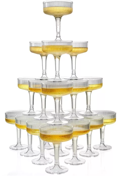 Champagne tower for engagement party decor