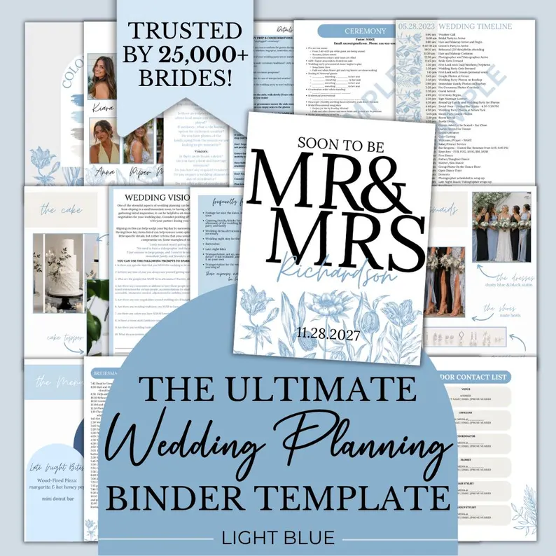 Wedding planner binder for organizing wedding paperwork and planning details