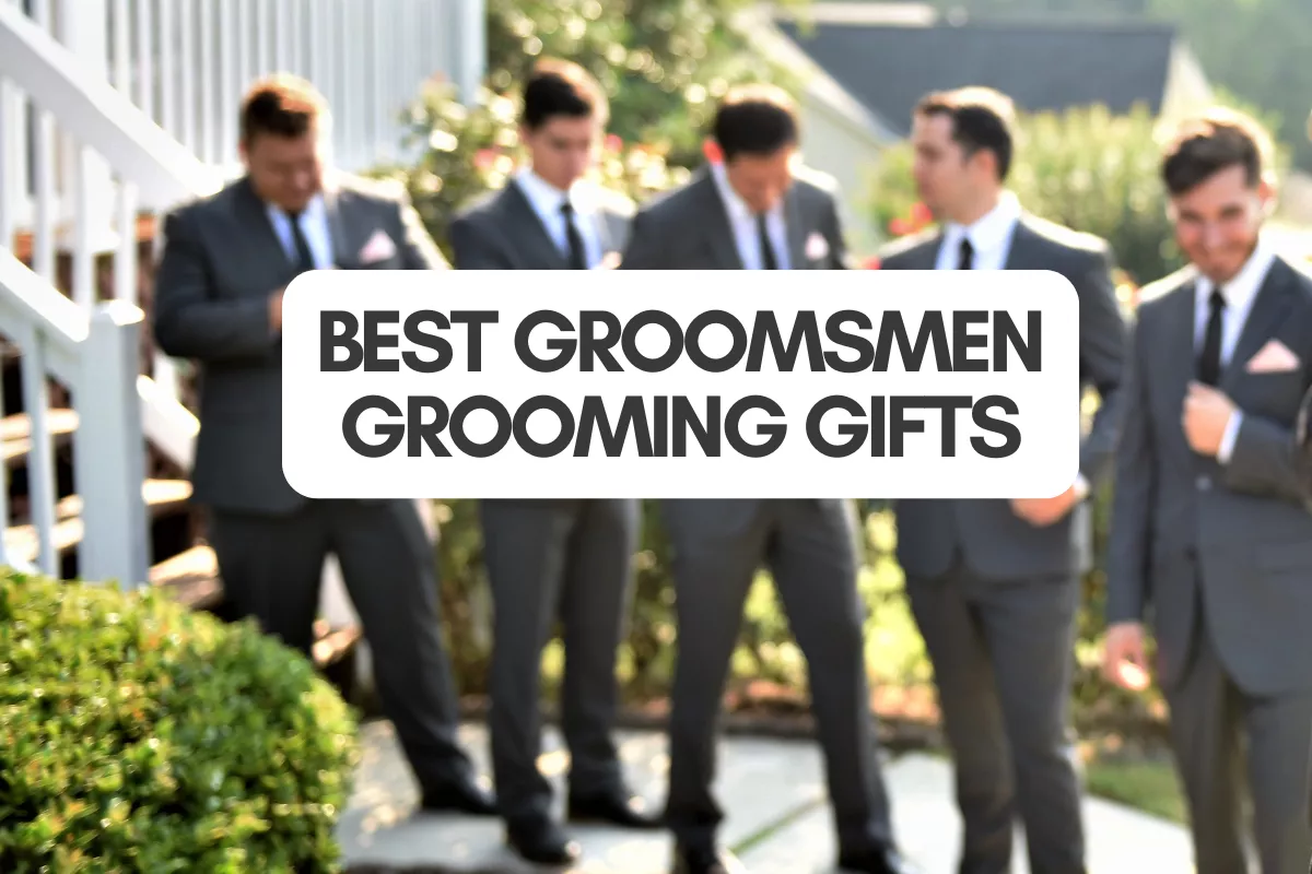 Groomsmen grooming gifts for men, including skincare, shaving essentials, and grooming accessories