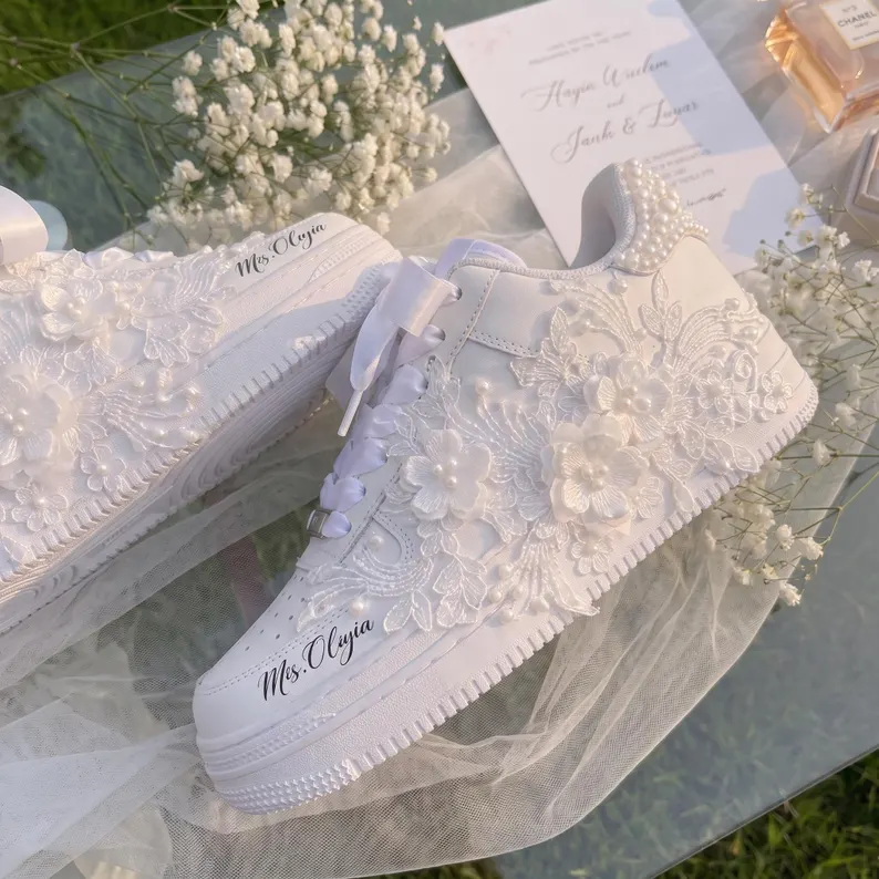 Custom hand embellished Etsy wedding shoes