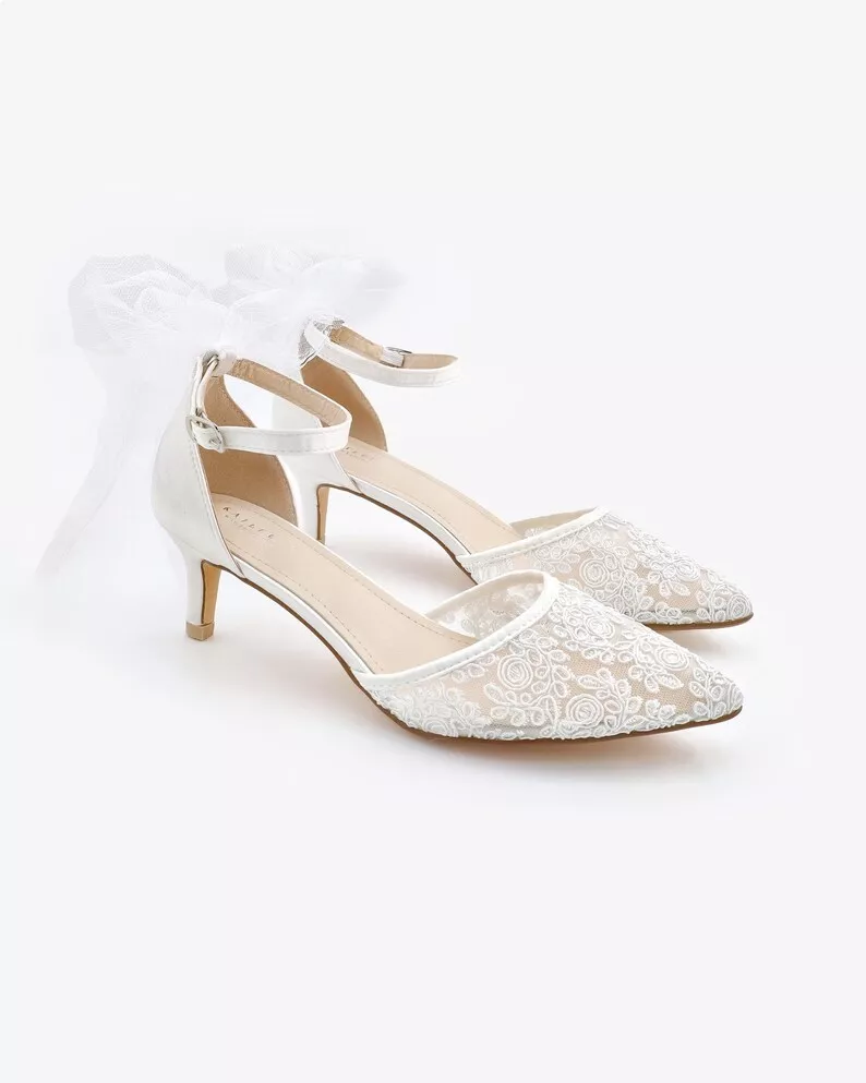 Ivory lace wedding kitten heel
