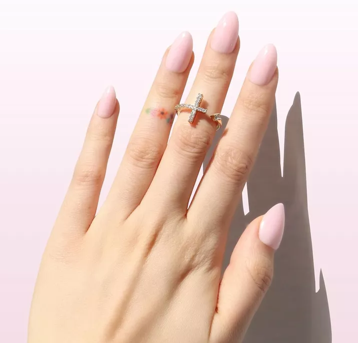 light pink colored wedding nails