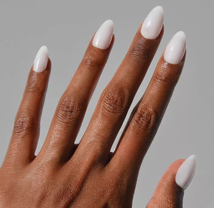 milky white bridal nails