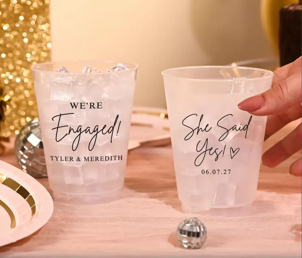 Personalized engagement party cups