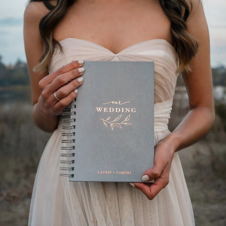 Personalized wedding planner book with a custom floral cover