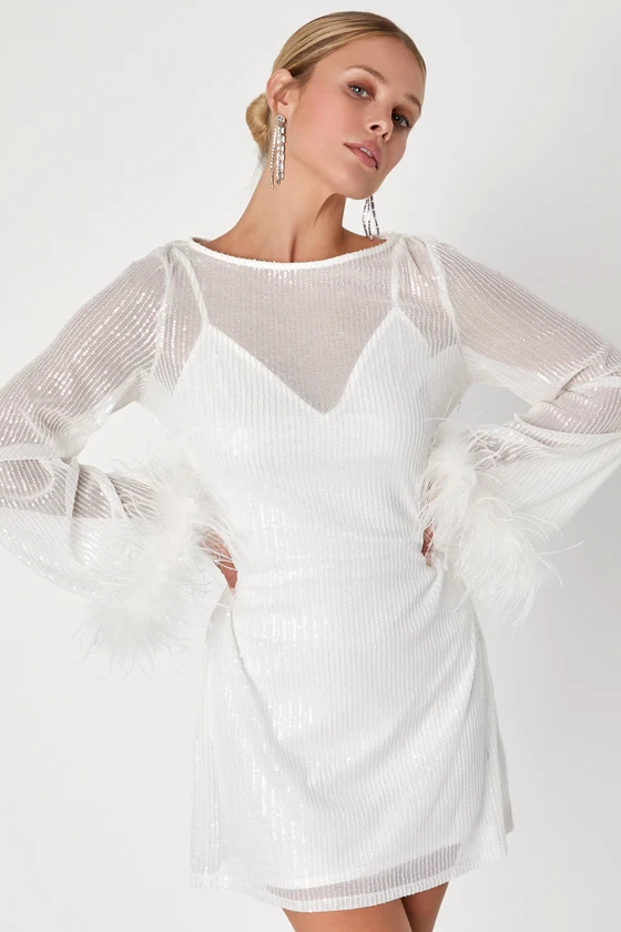 white sparkly mini dress