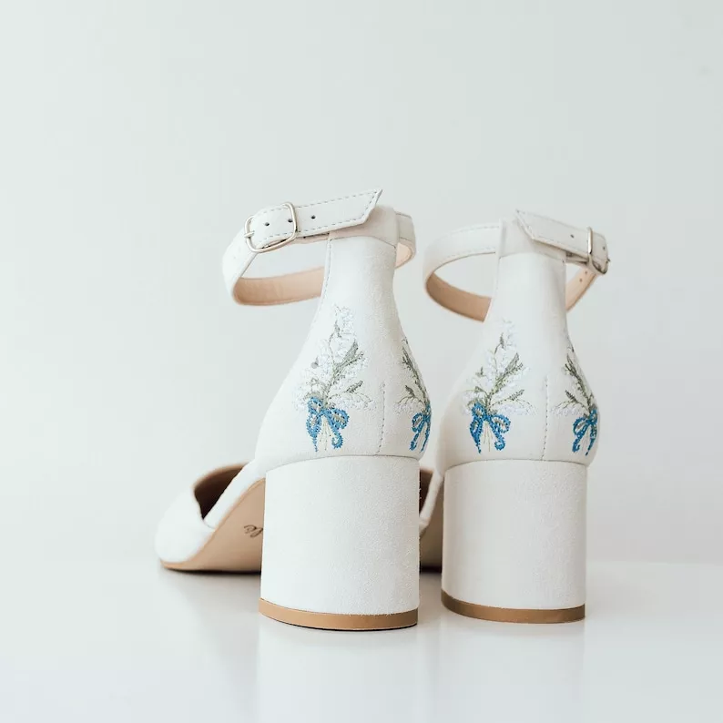 White embroidered lily of the valley flower etsy wedding shoes