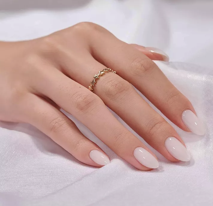 white bridal nails for wedding day manicure