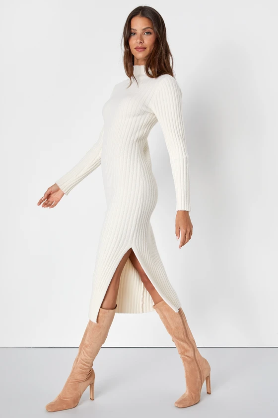 white bridal shower sweater dress for winter