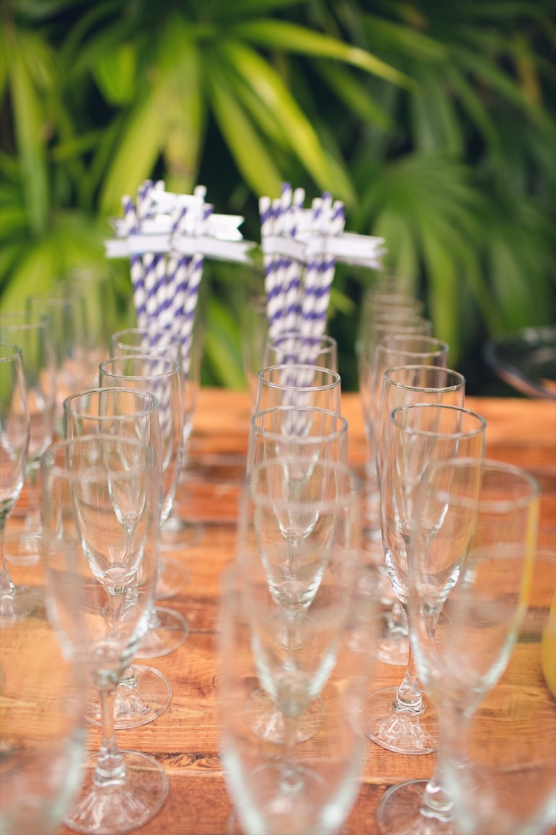 Champagne flutes and striped straws | Rustic Glam Bridal Shower | styled: adore amor event planning, photo: little blue bird photography | https://emmalinebride.com/shower/rustic-glam-bridal-shower/