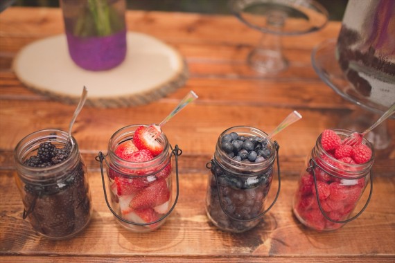 Mason Jars filled with Fruit for Mimosa Bar | Rustic Glam Bridal Shower | styled: adore amor event planning, photo: little blue bird photography | http://emmalinebride.com/shower/rustic-glam-bridal-shower/