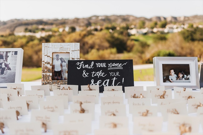 Real Wedding - Gold and Black Wedding | via emmalinebride.com | find your name and take your seat
