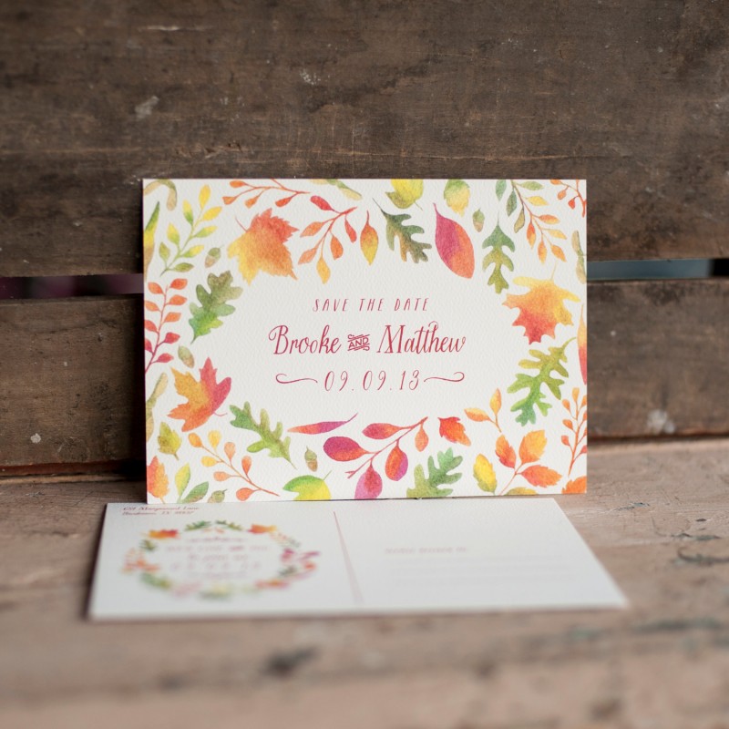 Autumn Leaves | Save the Date Postcards
