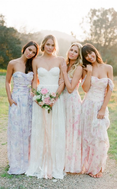 Pretty Floral Print Bridesmaid Dresses