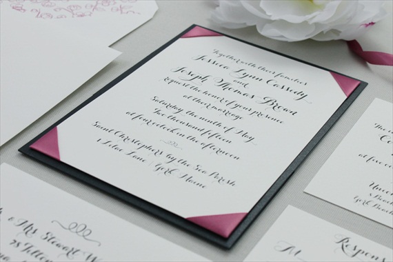 Calligraphy-Style-Ribbon-Cornered-Wedding-Invitation