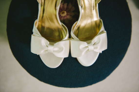 white wedding shoes with bows - michelle gardella photography - Handmade Connecticut Wedding