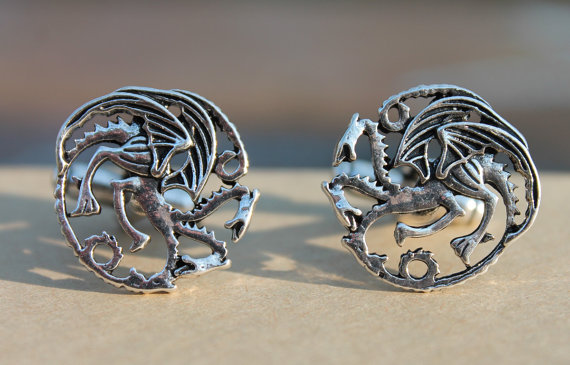 Game of Thrones Targaryen Dragon Cufflinks | Custom Cufflinks Groomsmen Gifts | via EmmalineBride.com