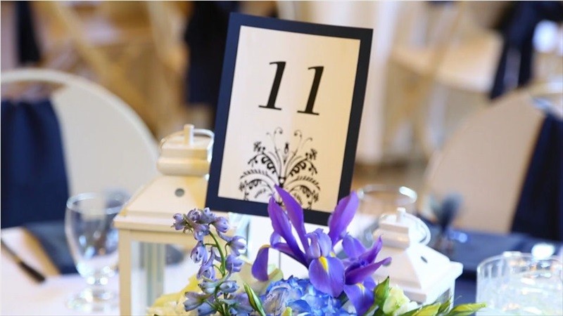 reception table number in Villa Chanticleer Wedding Film | Videographer: Baby Blue Film | via https://emmalinebride.com/real-weddings/villa-chanticleer-wedding-film-corey-anthony/