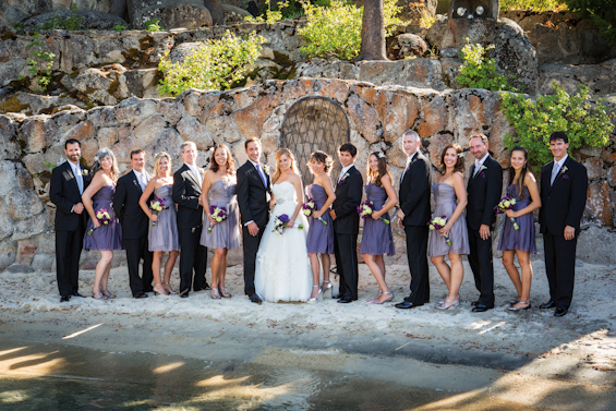 Johnstone Studios - lake tahoe wedding - bridal party with bride and groom on the lake's beach