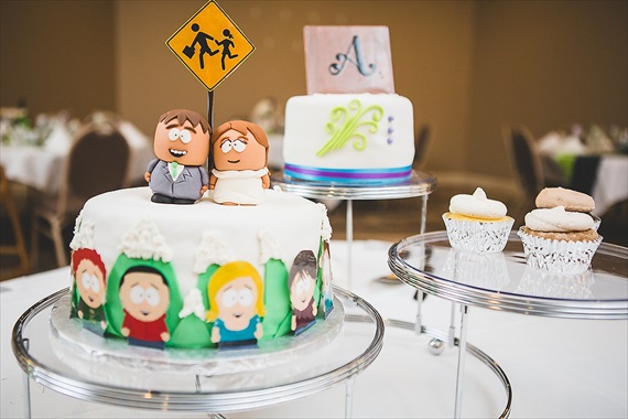 Matthew Steed Wilson Photography - south park wedding cake with personalized cake topper