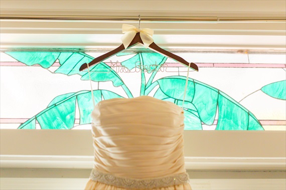 Filda Konec Photography - bride's wedding dress with custom name hanger