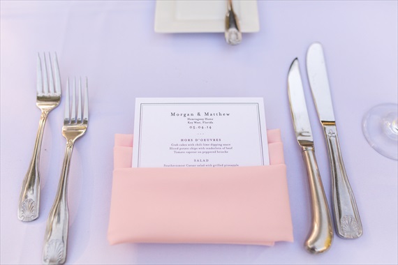 Filda Konec Photography - Hemingway House Wedding - wedding menu card and place setting